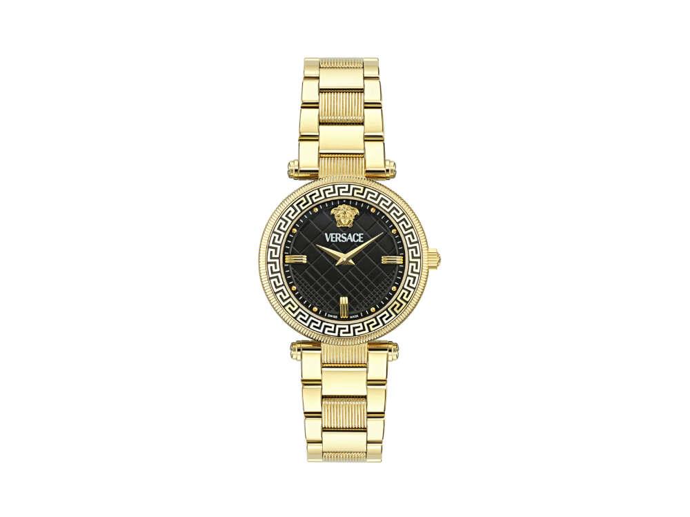 Versace Reve Quartz Watch, PVD Gold, Black, 35 mm, Sapphire Crystal, VE8B00624