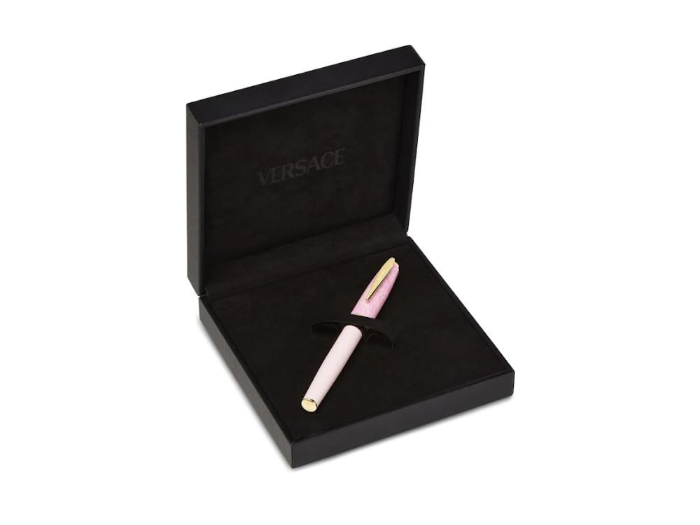 Versace Barocco Rollerball pen, Resin, Pink, Gold plated, VRAD00424