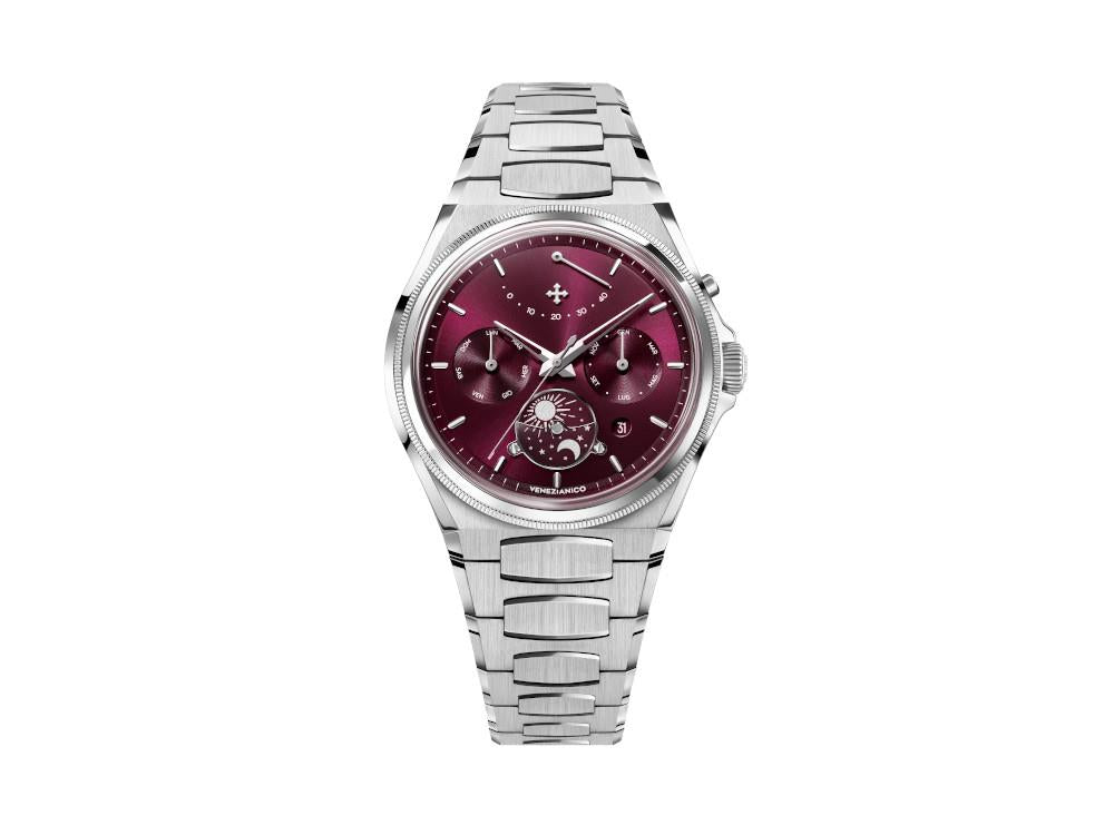 Venezianico Arsenale Calendario Automatic Watch, 40 mm, Burgundy, 6221581C