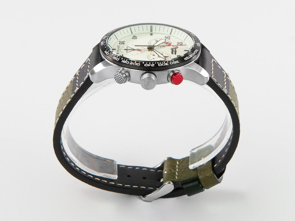 Zeppelin Eurofighter Quartz Watch, White, Day, Leather strap, 7298-5