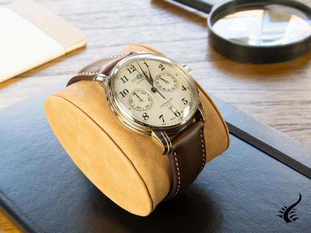 Zeppelin LZ 127 Graf Zeppelin Quartz Watch, Beige, 42 mm, Chronograph, 7678-5