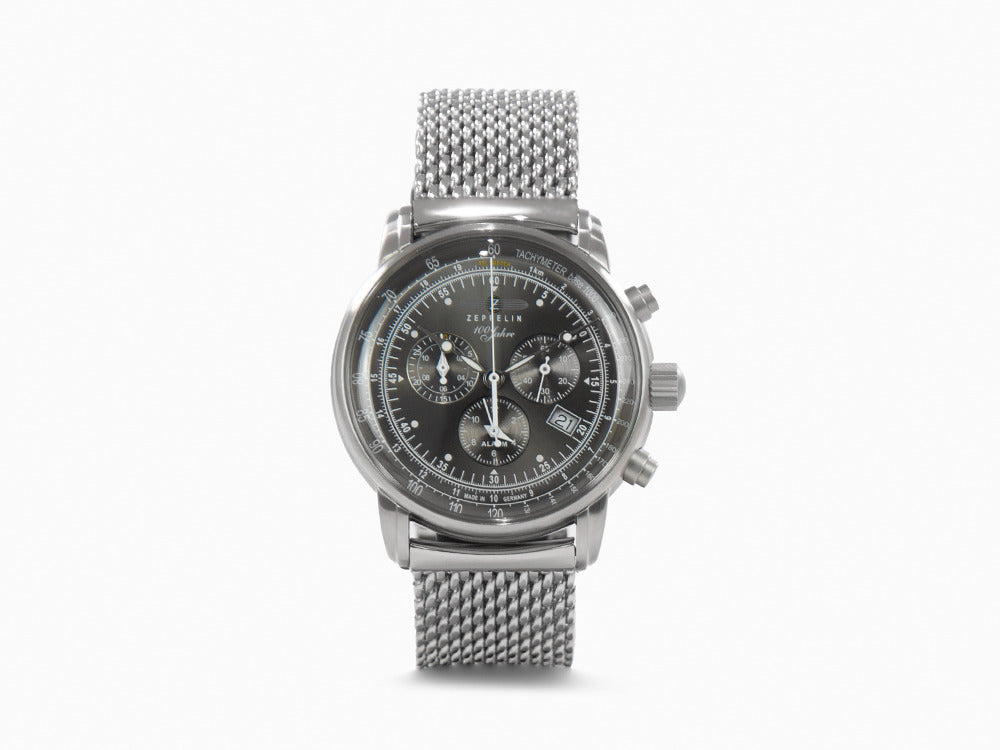 Zeppelin 100 Years Zeppelin Ed. 1 Quartz Watch, Black, 42 mm, Day, 7680M-2