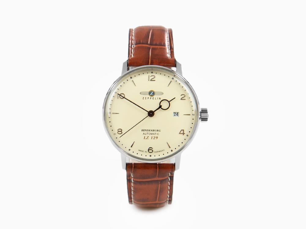 Zeppelin LZ 129 Hindenburg Automatic Watch, Beige, 40 mm, Day, Leather, 8062-5