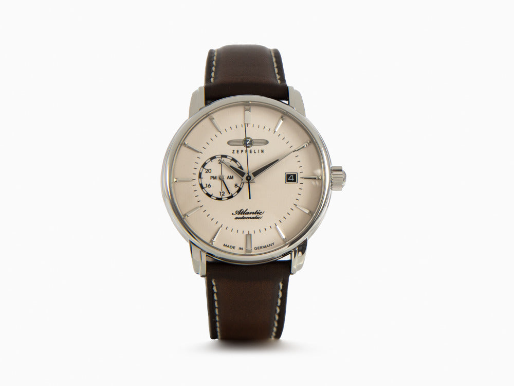 Zeppelin Atlantic Automatic Watch, Beige, 41 mm, Day, Leather strap, 8470-5