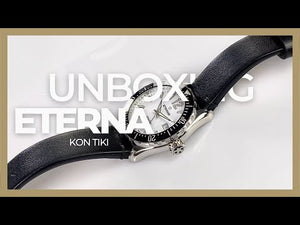 Eterna KonTiki Quartz Watch, ETA Quartz 956.412, 36mm, Leather strap, Black