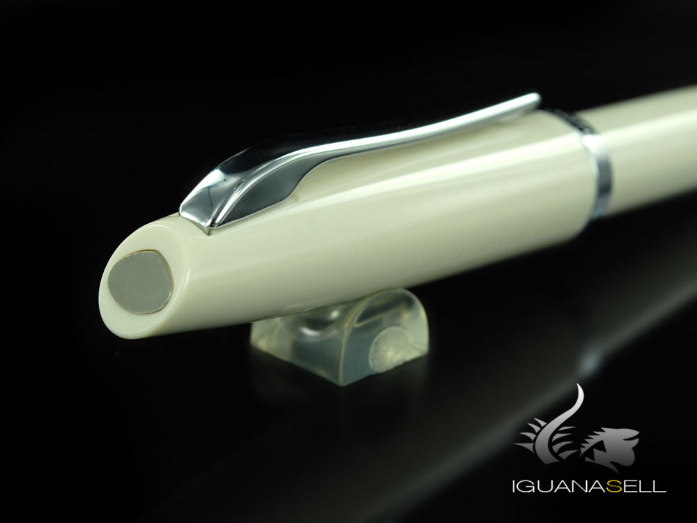 Aurora Style Ballpoint Pen - White Resin and Chromed Trims - E32CW