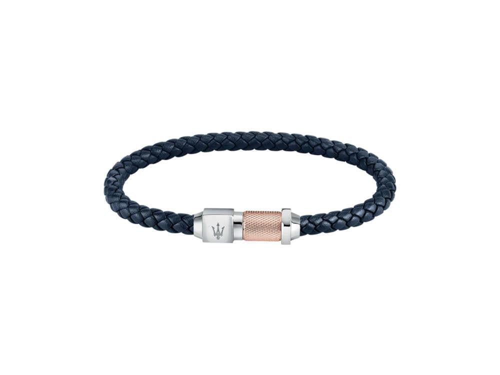 Maserati Gioielli Bracelet, Leather, Blue, Rose Gold PVD, JM223AVE16