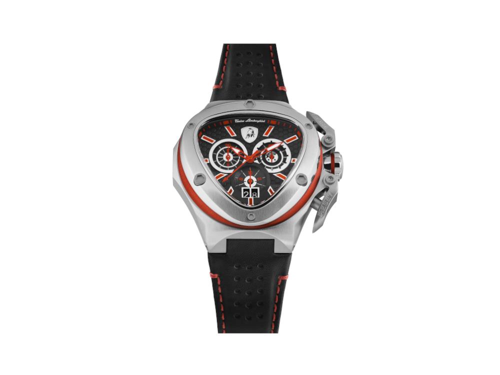 Tonino Lamborghini Spyder X Red SS Quartz Watch, Black, 53 mm, Chrono, T9XA-SS