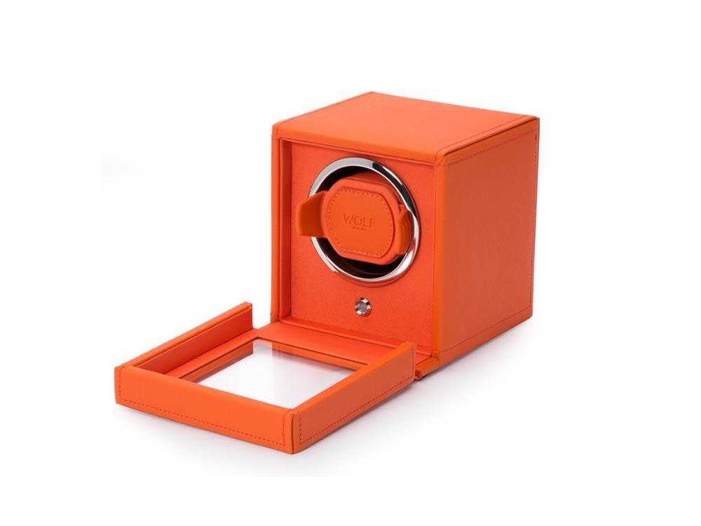WOLF Cub Watch winder, 1 Watch, Orange, Vegan Leather, 461139