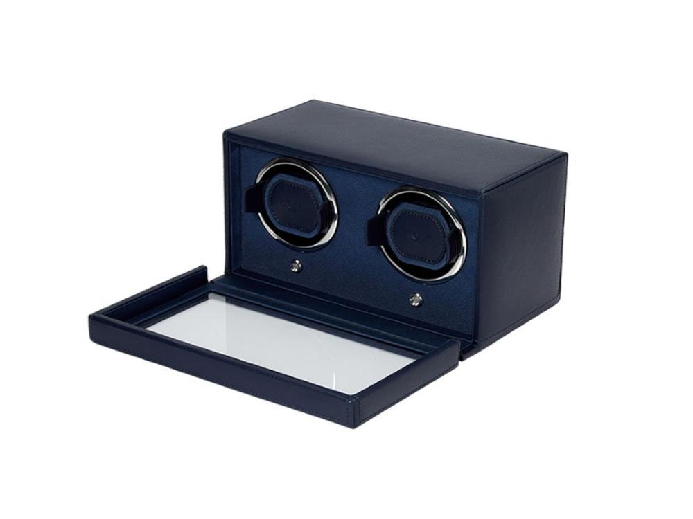WOLF Cub Watch winder, 2 Watches, Blue, Vegan Leather, 461217