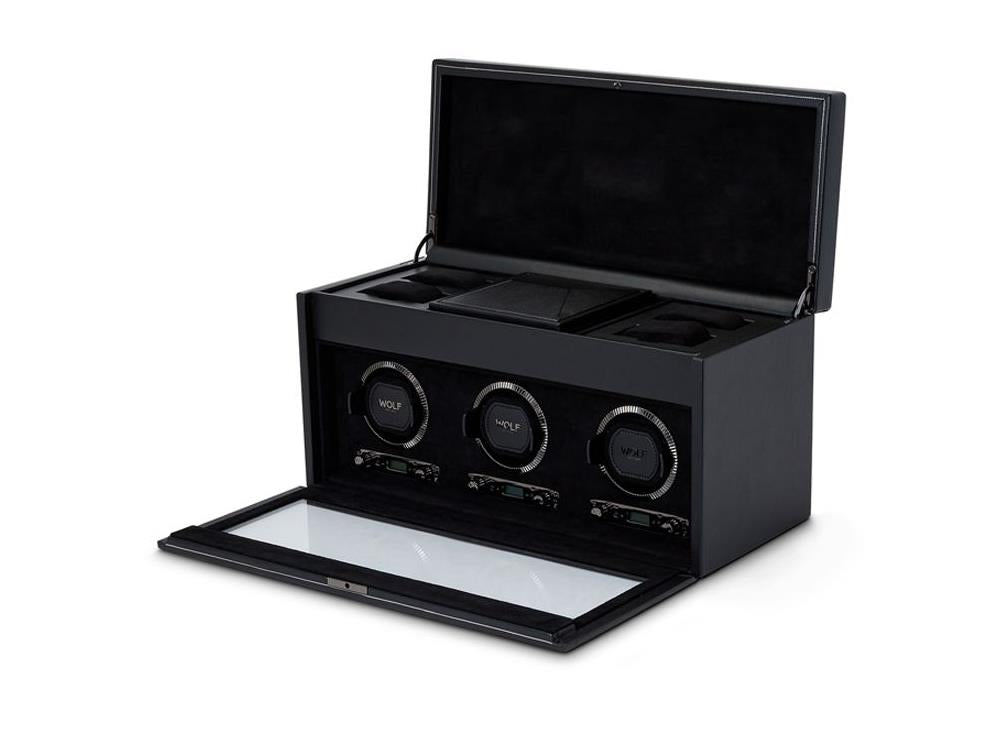 WOLF British Racing Watch winder, 3 Watches, Black, 792302