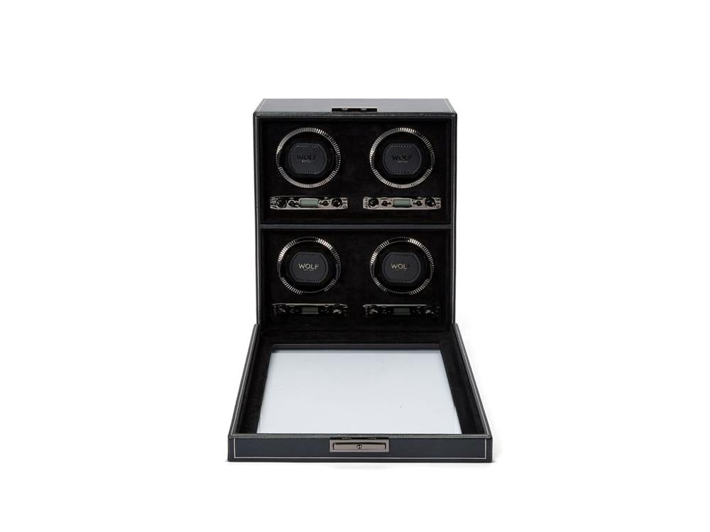 WOLF British Racing Watch winder, 4 Watches, Black, 793002