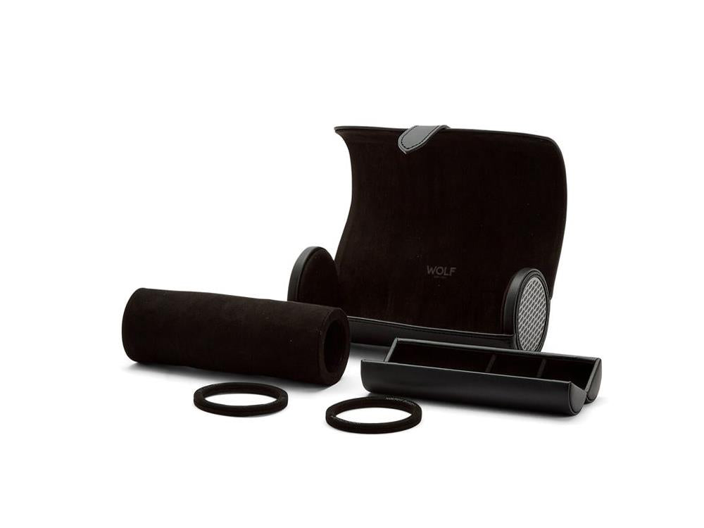 WOLF Axis Watch roll, 3 Watches, Black, Leather, 488403