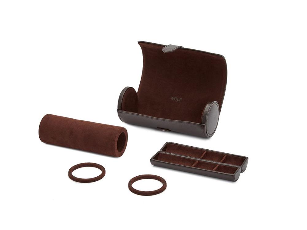 WOLF Blake Watch roll, 3 Watches, Brown, Leather, 305006