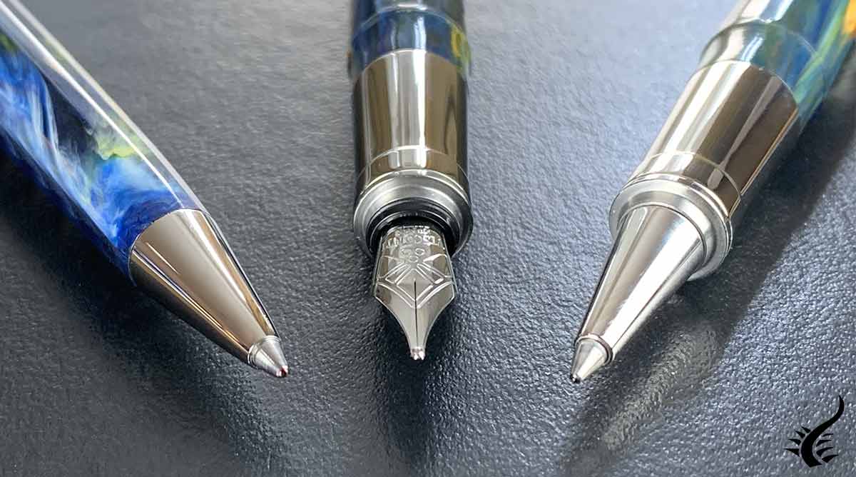 What are the differences between a Fountain, rollerball and a ballpoint pen?