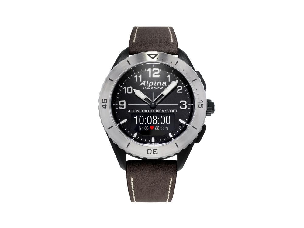 Alpina AlpinerX Alive Quartz Watch, Black, GMT, Alarm, Brown, AL-284LBBW5SAQ6