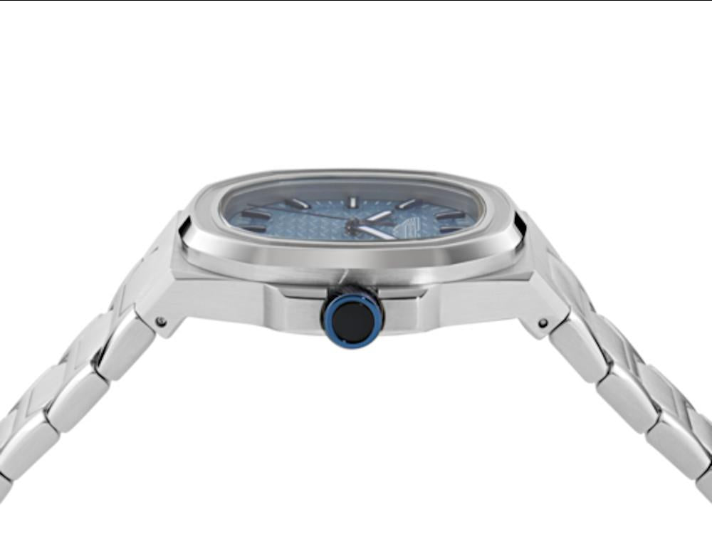 Aston Martin Icon GPQ Quartz Watch, Recycled Steel, Blue, 42 mm, MTIG2S605