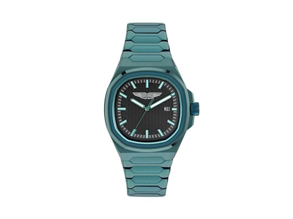 Aston Martin Icon GPQ Quartz Watch, Recycled Steel, Black, 42 mm, MTIG2S606