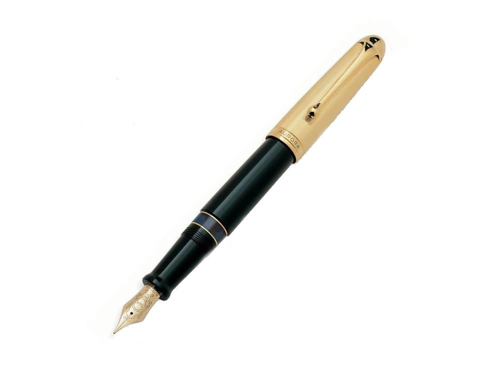 Aurora 88 Big Fountain Pen, Black Resin, Gold trim, 801