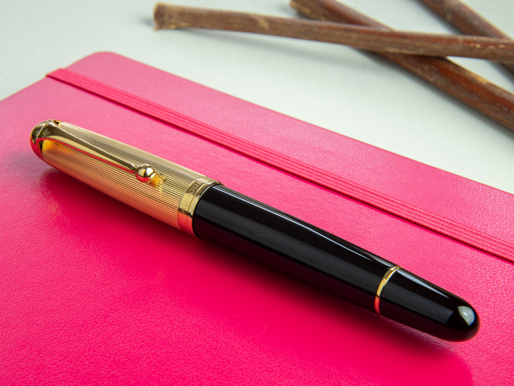 Aurora 88 Big Fountain Pen, Black Resin, Gold trim, 801