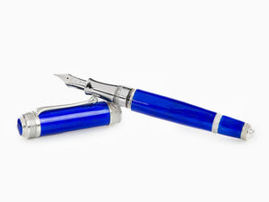 Aurora Duca Fountain Pen, Blue, Silver Trim, Limited Edition, 956-B