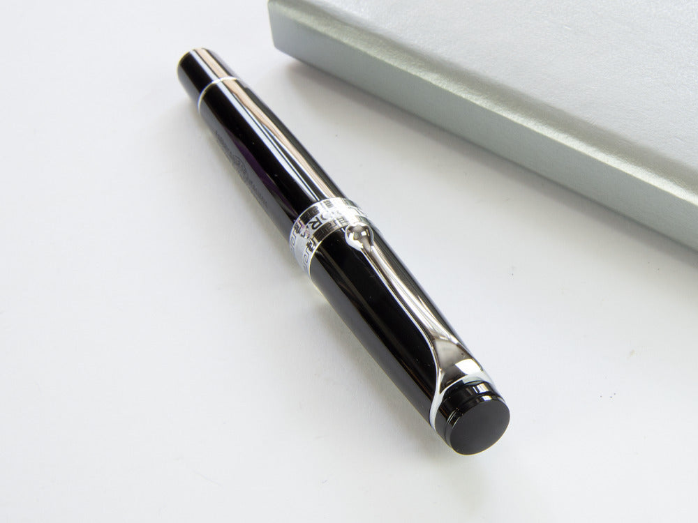 Aurora Optima Fountain Pen, Resin, Black, Chrome Trim, 997CN