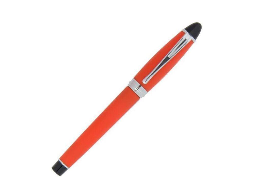 Aurora Fountain Pen Ipsilon Satin  - Orange Resin and Chrome - B10O