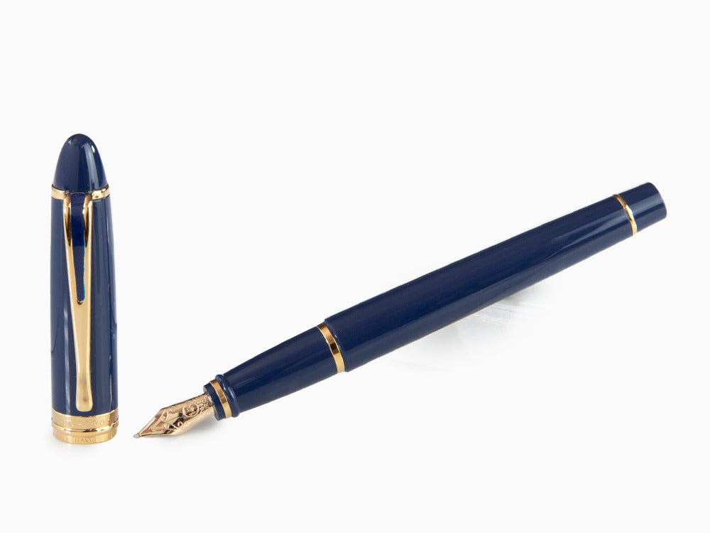 Aurora Ipsilon De Luxe Fountain Pen Blue Resin B12B