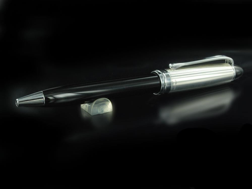 Aurora Ballpoint Pen Ipsilon Silver - Sterling Silver & Black - B34CN