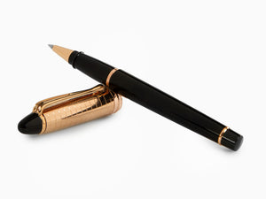 Aurora Ipsilon Rollerball pen, Black Resin, Rose gold trim, B71PQN