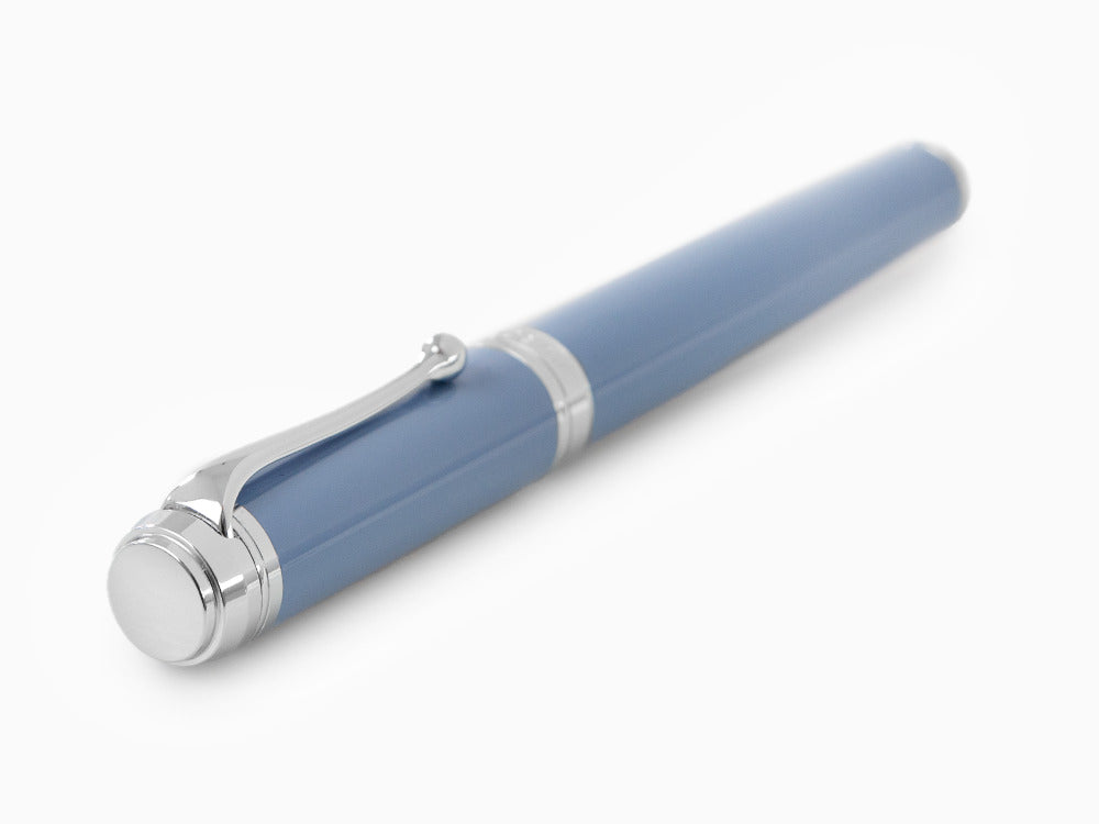 Aurora Talentum Big Fountain Pen, Resin, Chrome Trim, Blue, D11A