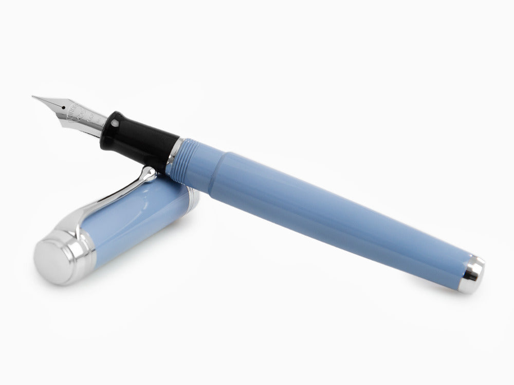 Aurora Talentum Big Fountain Pen, Resin, Chrome Trim, Blue, D11A