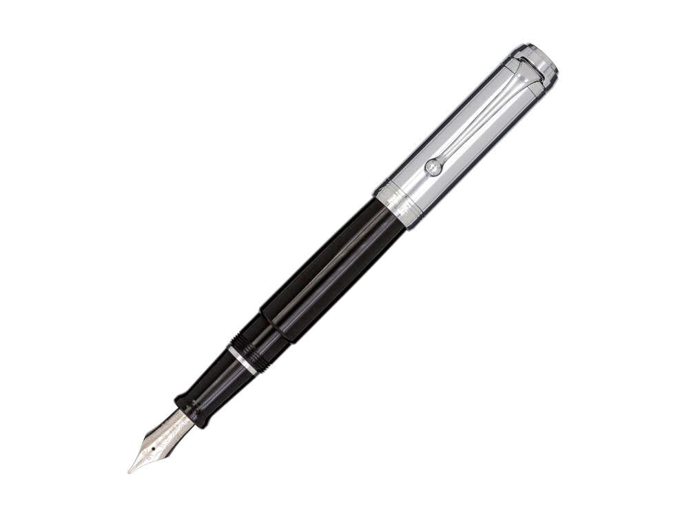 Aurora Talentum Big Fountain Pen, Resin, Chrome Trim, Black, D11C