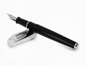 Aurora Talentum Big Fountain Pen, Resin, Chrome Trim, Black, D11C