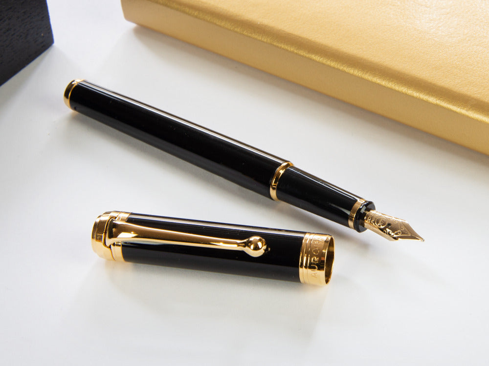 Aurora Talentum Finesse Fountain Pen, Resin, Gold trim, Black, D13-DN