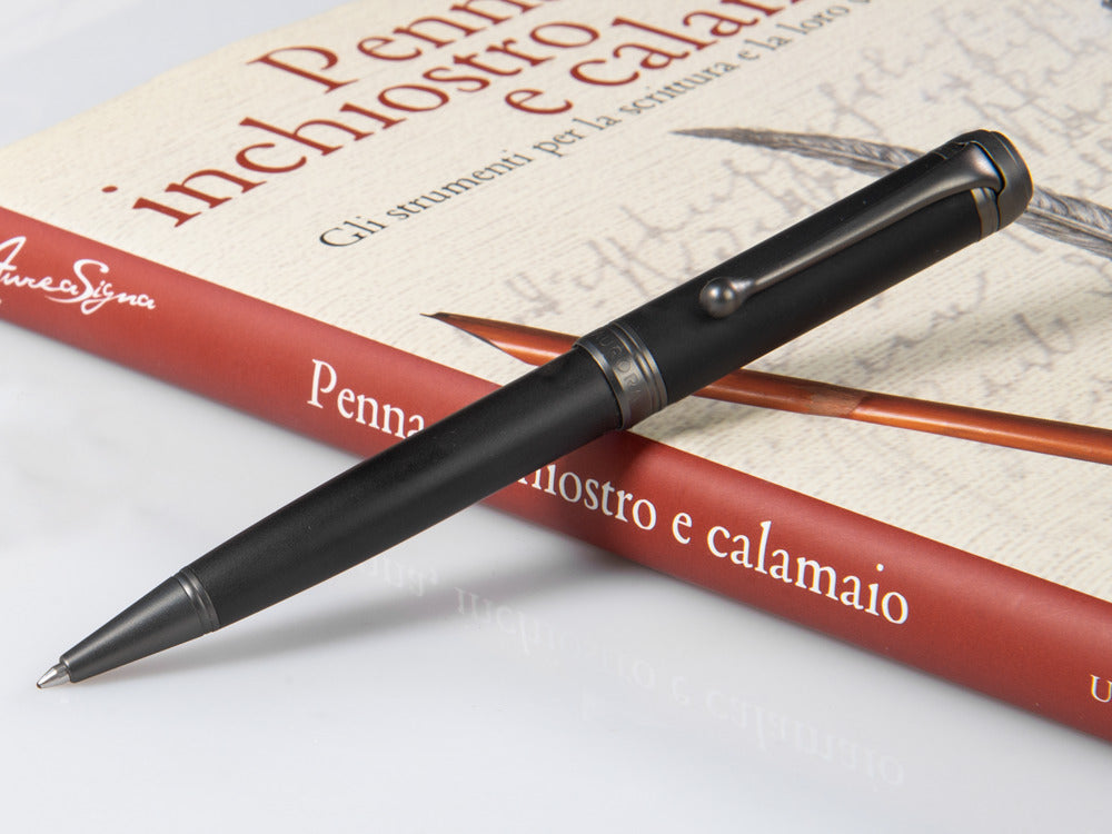 Aurora Talentum Full Metal Black Ballpoint pen, Resin, Black, Ruthenium, D30-RN