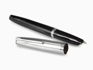 Aurora Duo-Cart Fountain Pen, Black Resin, Chrome, DC57-CNM