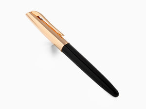 Aurora Style Fountain Pen, Black Resin, Rose gold trim, E05LP