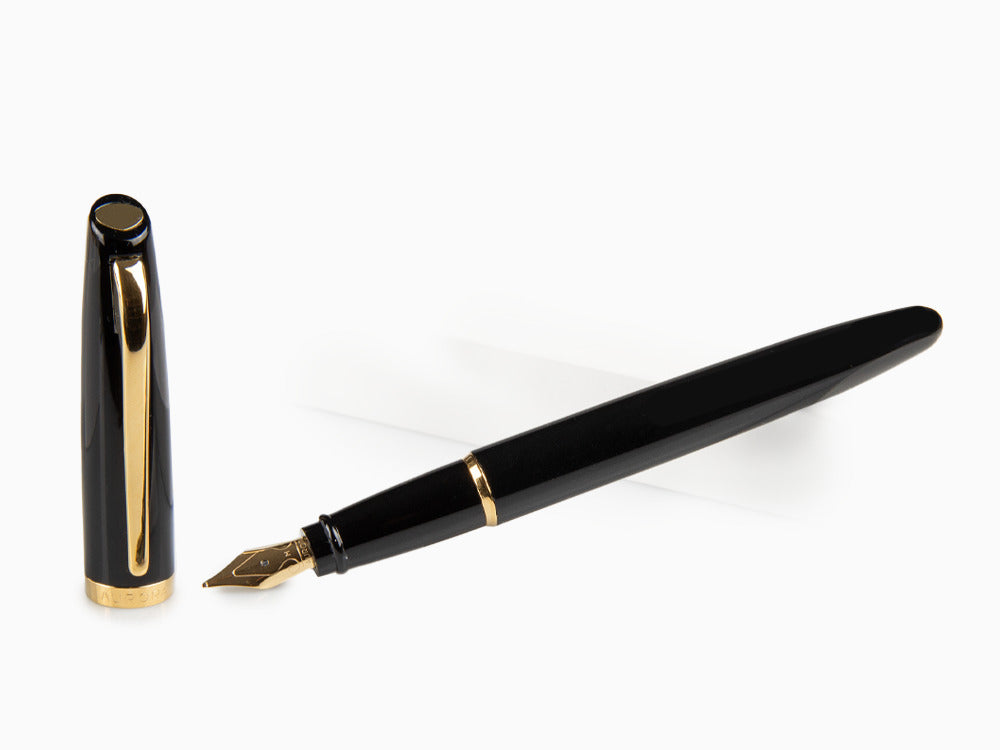 Aurora Style Fountain Pen - Black and Gold-Plated  -  E12DN