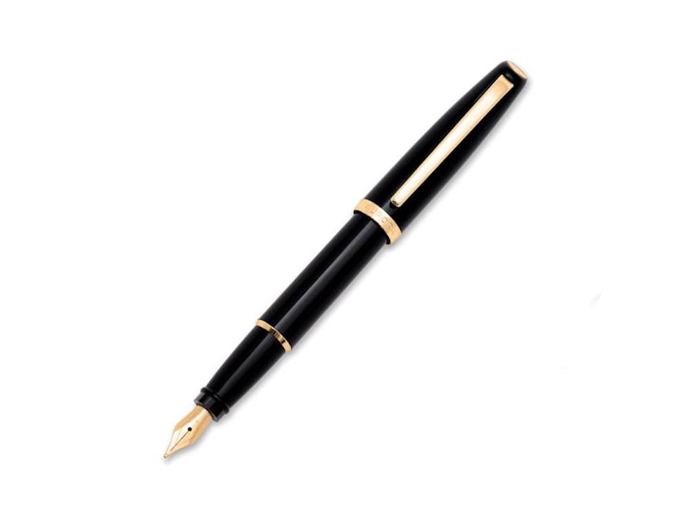 Aurora Style Fountain Pen - Black and Gold-Plated  -  E12DN