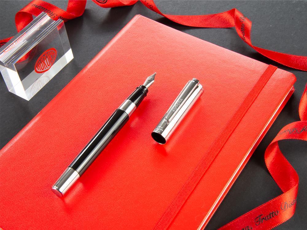 Aurora TU Fountain Pen, Resin, Chrome Trim, Black, T11CN