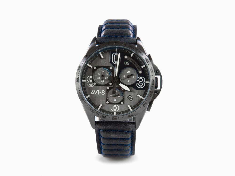 AVI-8 P-51 Mustang Blakeslee Chronograph Air Blue Quartz Watch, AV-4077-04