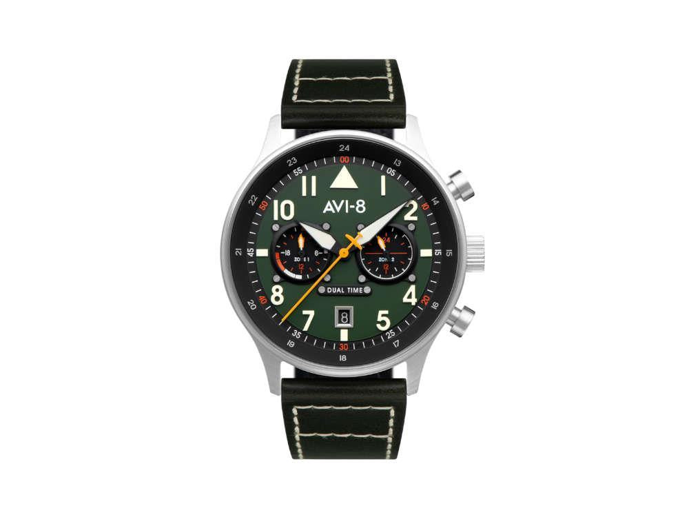 AVI-8 Hawker Hurricane Carey Dual Time Merville Quartz Watch, Green, AV-4088-02