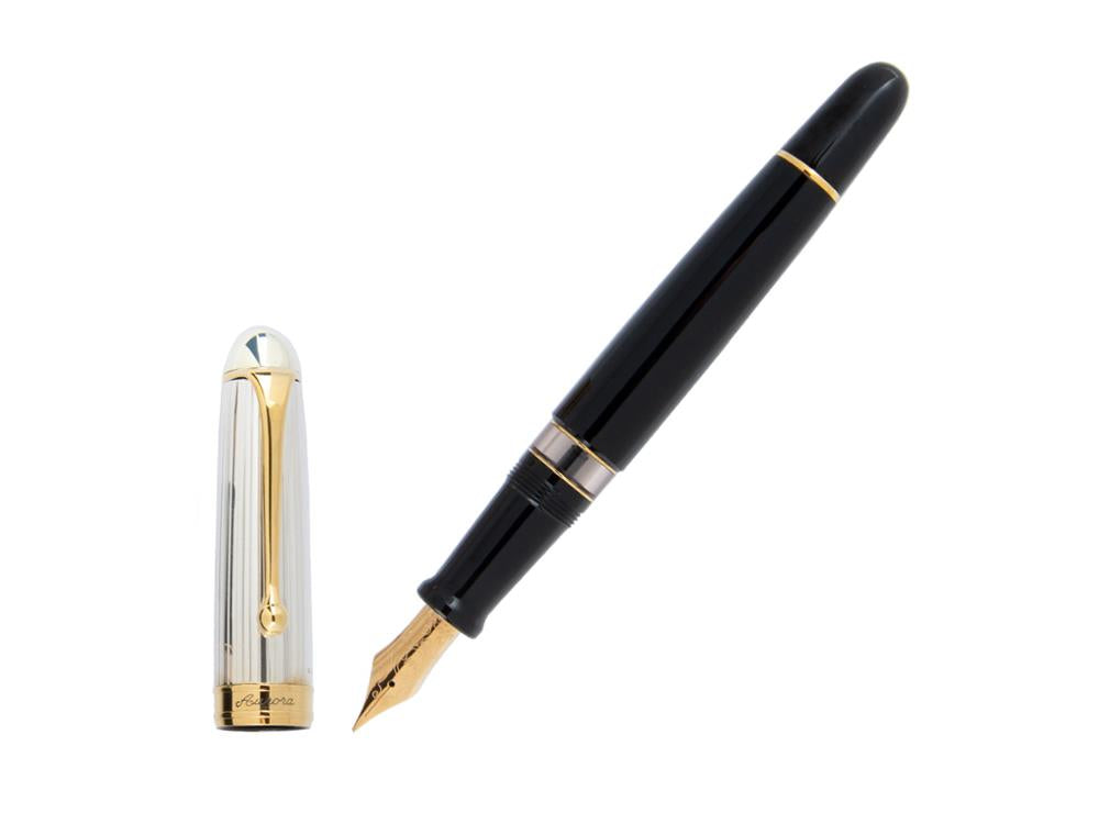 Aurora 88 Big Fountain Pen, Black Resin, Gold trim, 803