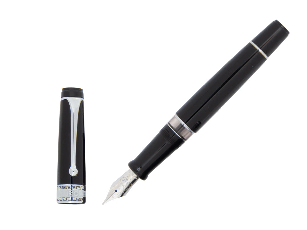 Aurora Optima Fountain Pen, Resin, Black, Chrome Trim, 997CN