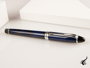 Aurora Ipsilon Blue Night Rollerball pen, Lacquer, Chrome Trim, Blue, B73-CB