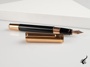 Aurora TU Fountain Pen, Resin, Rose Gold PVD, Black, T11CPN