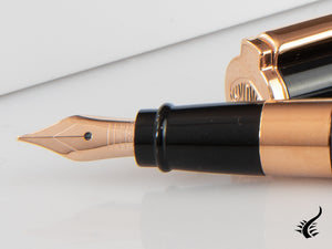 Aurora TU Fountain Pen, Resin, Rose Gold PVD, Black, T11PN