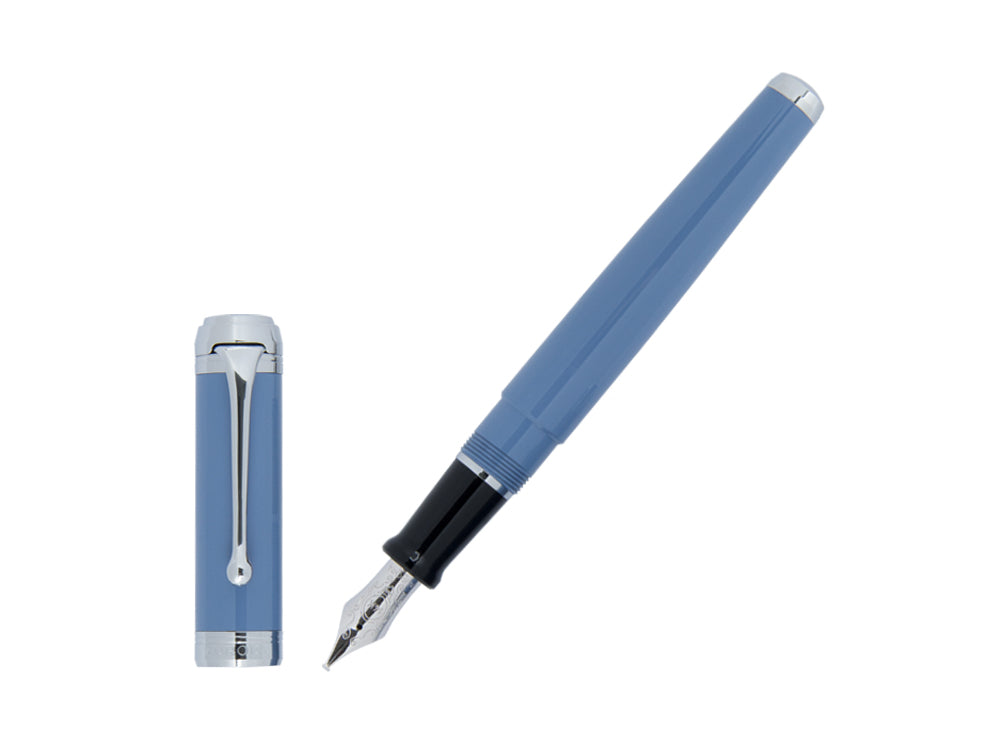 Aurora Talentum Big Fountain Pen, Resin, Chrome Trim, Blue, D11A