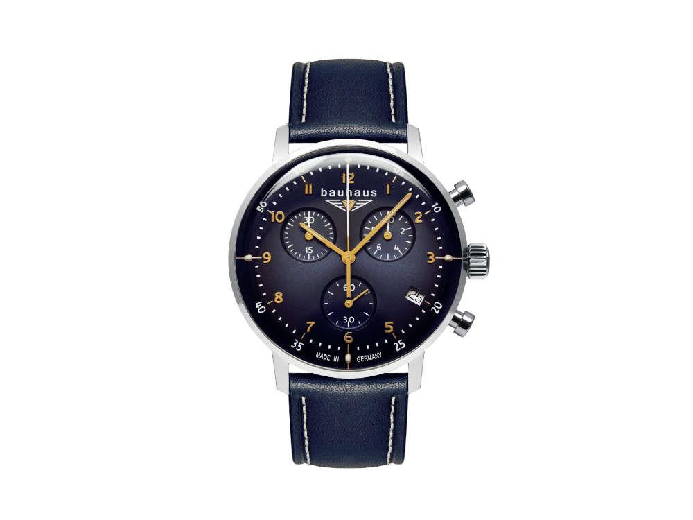 Bauhaus Aviation Dessau Quartz Watch, Blue, 41 mm, Chronograph, Day, 2096-3